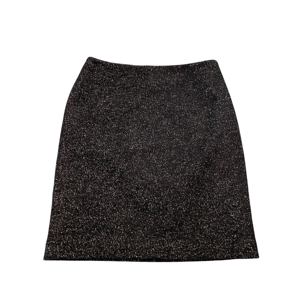 ANN TAYLOR Tweed Wool Blend A-Line Skirt Charcoal Gray Black Sparkle Size 0